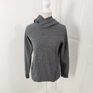Lululemon Hoodie Womens 4 Gray Cowl Neck Fleece Thumbholes Hood Running Pullover